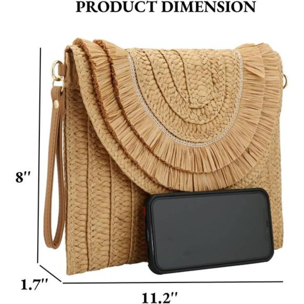 Gets Straw Clutch Purse for Women, Woven Beach Bag Summer Corssbody Purse Small - Picture 3 of 7